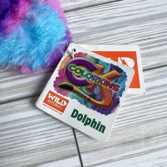 NWT Wild Republic Colorkins Multi-Color Tie-Dye Dolphin Stuffed Animal - Picture 4 of 14
